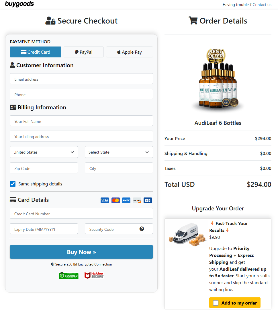  AudiLeaf order form